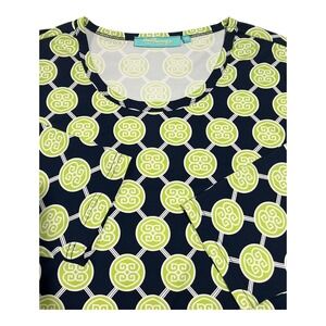Anthony's XL‎ Dress Geometric Print Long Sleeve Navy Green White Career
